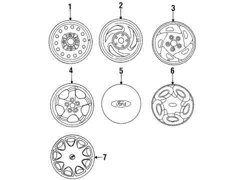 1995 Ford Probe Wheels, Covers & Trim Wheel Cover Diagram for F52Z1130B