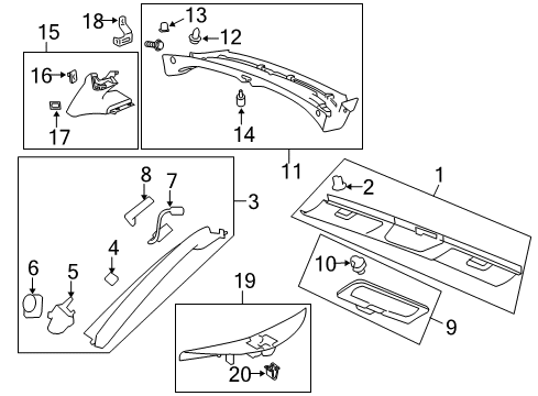 2009 Pontiac Solstice Interior Trim - Roof Bumper-Roof Lift Off Panel/Window Rear Latch Handle Diagram for 10290999