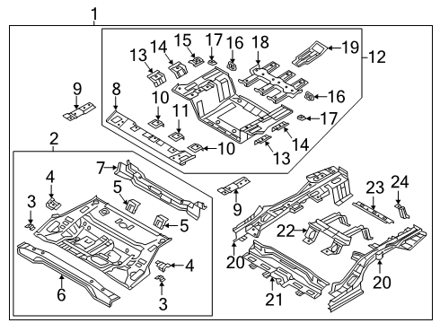 2018 Hyundai Sonata Rear Body - Floor & Rails Support-Rear Floor Front Side, , LH Diagram for 65538-C1000