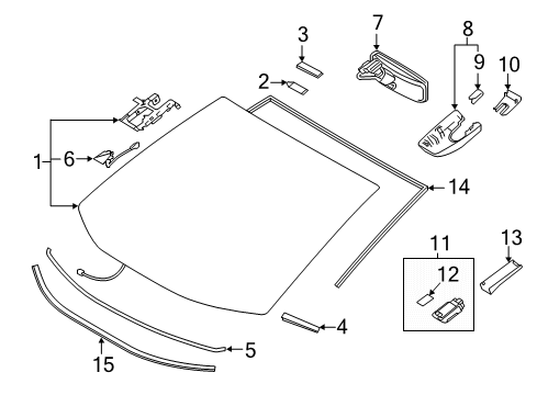 2019 Toyota RAV4 Windshield Glass Reveal Molding Diagram for 75533-0R030