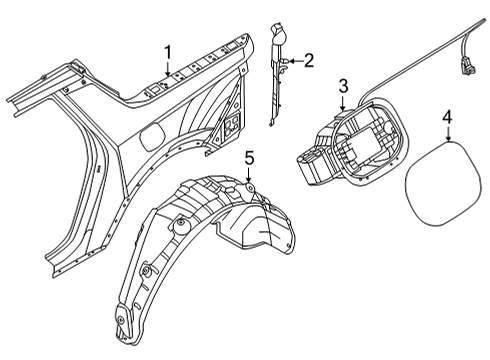 2022 Hyundai Santa Cruz Quarter Panel & Components HOUSING-FUEL FILLER DR Diagram for 81595-K5000