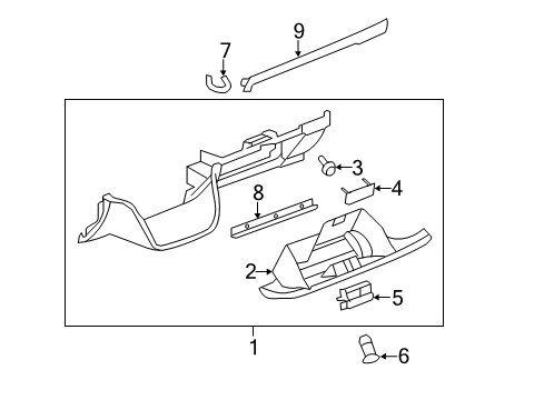 2014 GMC Sierra 2500 HD Glove Box Glove Box Assembly Diagram for 20925899