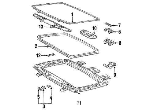 1993 Toyota MR2 Sunroof Weatherstrip, Removable Roof, Inner Diagram for 63252-17030