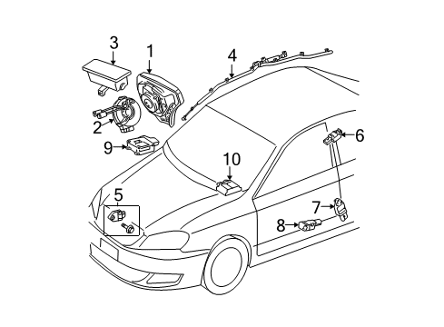 2005 Toyota Matrix Air Bag Components Front Sensor Diagram for 89174-19105