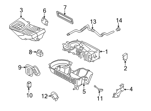 2007 Mercury Montego Air Conditioner Evaporator Core Diagram for 5F9Z-19860-CA