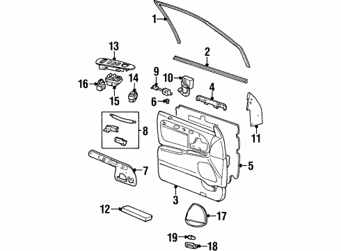 2002 Lincoln Town Car Interior Trim - Front Door Armrest Diagram for YW1Z5424140AAC