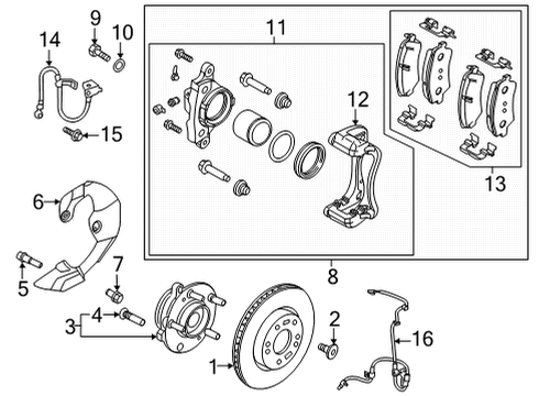 2022 Hyundai Ioniq 5 Front Brakes SENSOR ASSY-WHEEL SPEED, RH Diagram for 58940-GI000