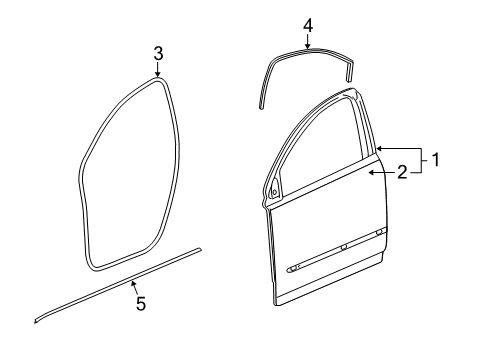 2015 Chevrolet Traverse Front Door Surround Weatherstrip Diagram for 23283530