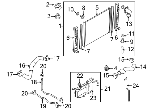 2011 Infiniti FX35 Radiator & Components Radiator Assembly Diagram for 21460-1UR0A