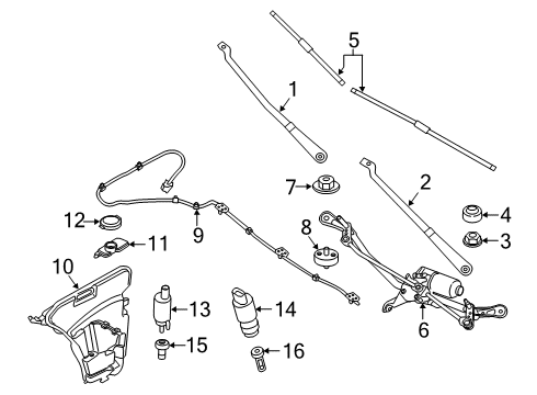 2020 BMW 740i Wipers Linkage Wiper System With Motor Diagram for 61619491439
