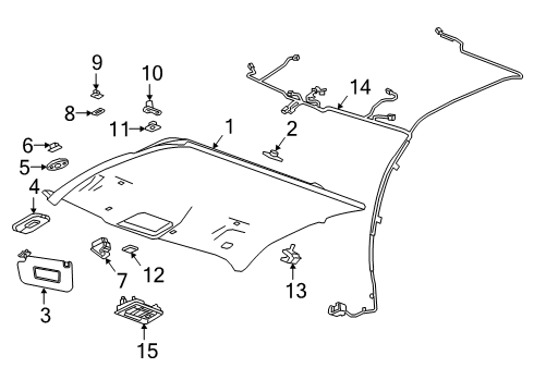 2021 Chevrolet Silverado 1500 Interior Trim - Cab Sunvisor Diagram for 84657799