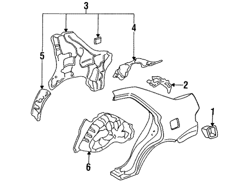 1993 Honda Civic Inner Components - Quarter Panel Wheelhouse, L. RR. Diagram for 64730-SR4-300ZZ