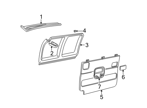 2002 Chevrolet Express 1500 Interior Trim - Side Loading Door Window Molding Retainer Diagram for 11561204