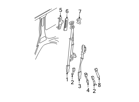 2003 Lincoln Navigator Seat Belt Retractor Assembly Diagram for 2L1Z-78611B69-AAC