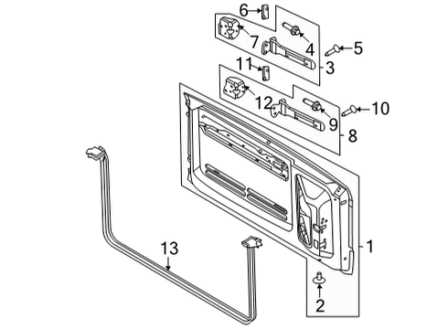 2021 Ford Bronco Tail Gate Lower Hinge Lower Bolt Diagram for -W721746-S450B