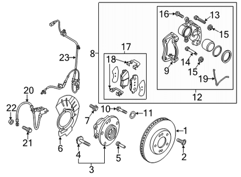 2019 Kia Niro EV Front Brakes Front Wheel Hub Assembly Diagram for 51750-K4000