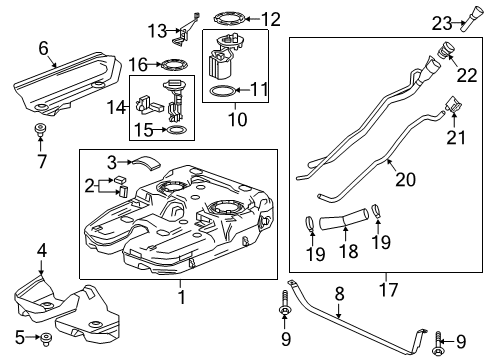 2021 Cadillac XT6 Fuel System Components Filler Pipe Diagram for 84760200
