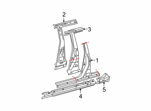 2004 Lexus RX330 Center Pillar & Rocker Reinforcement Sub-Assy, Center Body Pillar, RH Diagram for 61037-48902