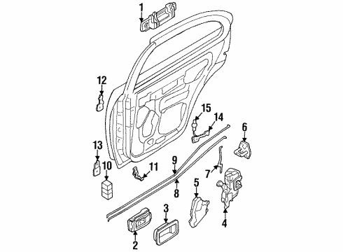 1997 Nissan Sentra Rear Door - Lock & Hardware Auto Door Lock Actuator, Rear Left Diagram for 82553-79917