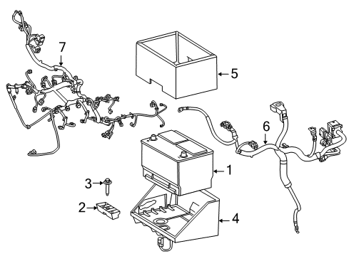 2017 Ram 2500 Battery, Wiring Harness Tray-Battery Diagram for 55372563AB