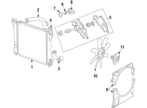 2007 Ford Explorer Sport Trac Cooling System, Radiator, Water Pump, Cooling Fan Radiator Assembly Diagram for 6L2Z-8005-AD