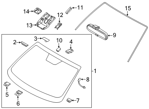 2020 Hyundai Tucson Windshield Glass, Reveal Moldings Cover-Rain Sensor Diagram for 96010-D3100