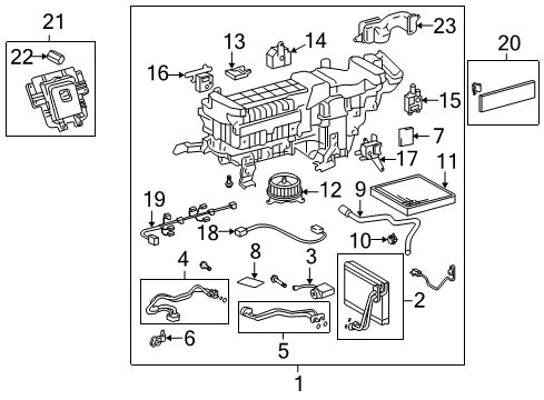 2008 Lexus LS600h HVAC Case Evaporator Sub-Assy (Rear) Diagram for 88501-50270