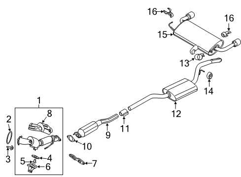 2017 Ford Escape Exhaust Components Front Pipe Diagram for GV6Z-5E212-C