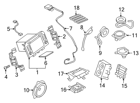 2017 Nissan GT-R Navigation System Speaker Unit Diagram for 28153-5CA2A