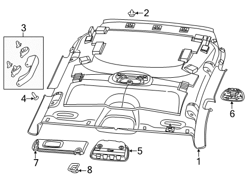 2018 Jeep Cherokee Interior Trim - Roof Headliner Diagram for 6RD38HDAAA