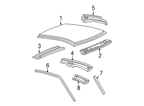 2001 Ford F-150 Roof & Components Roof Panel Diagram for XL3Z-1850202-AA