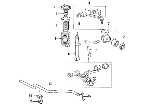 1993 Toyota Supra Front Suspension Components, Lower Control Arm, Upper Control Arm, Stabilizer Bar Bracket, Stabilizer, NO.2 Diagram for 48824-24030