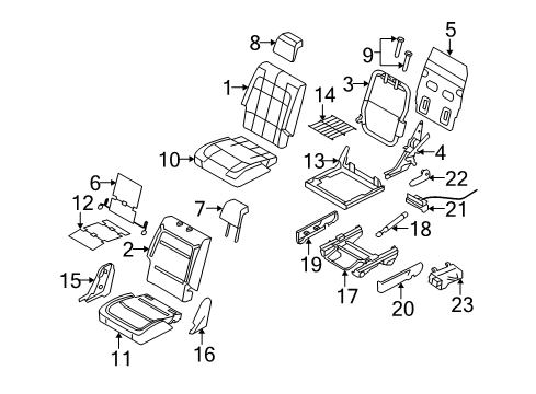 2010 Ford Flex Second Row Seats Seat Cushion Pad Diagram for 8A8Z-7463841-F