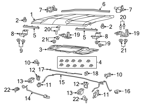 2021 Jeep Renegade Hood & Components Hood Support Diagram for 68420226AA