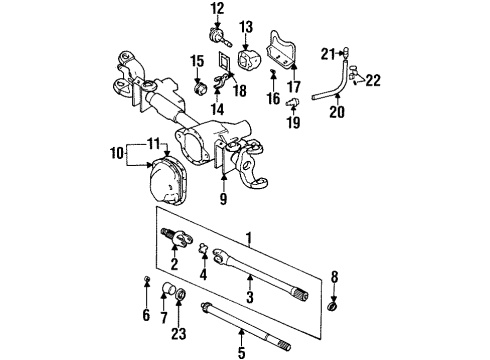 2000 Dodge Ram 1500 Front Axle & Carrier Axle-Service Front Diagram for 5015161AB