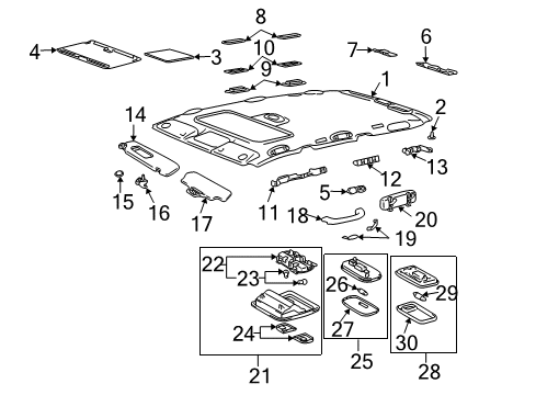 2008 Lexus GX470 Sunroof Lamp Assembly, Rear Room Diagram for 81250-60010-B0
