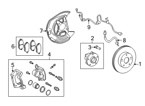 2021 Lexus IS300 Front Brakes Wire, Skid Control Sensor Diagram for 89516-24020