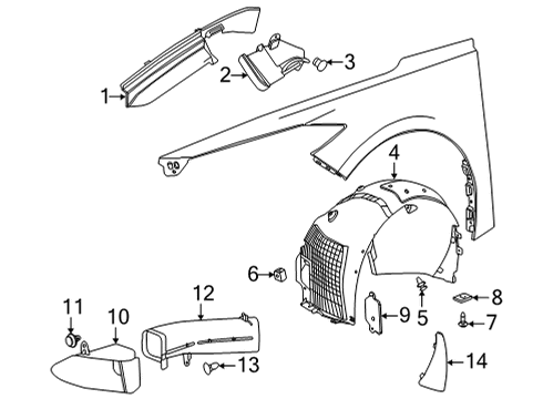 2020 Chevrolet Corvette Fender & Components Fender Liner Diagram for 84936268