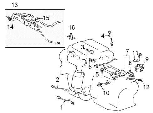 2004 Toyota Solara Powertrain Control Vent Hose Diagram for 77404-06080