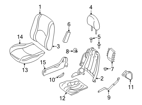 2004 Ford Escape Front Seat Components Seat Back Frame Diagram for YL8Z7861019BA