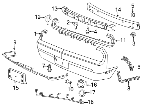 2014 Dodge Challenger Rear Bumper Screw-HEXAGON Head Tapping Diagram for 6104599AA