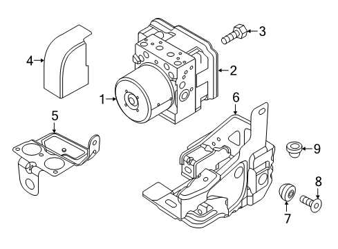 2020 Ram ProMaster City ABS Components Bracket-Anti-Lock Brake Module Diagram for 68261728AA