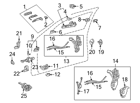 2006 Lexus LS430 Front Door Door Inside Handle Sub-Assembly, Left Diagram for 69206-50030-C0