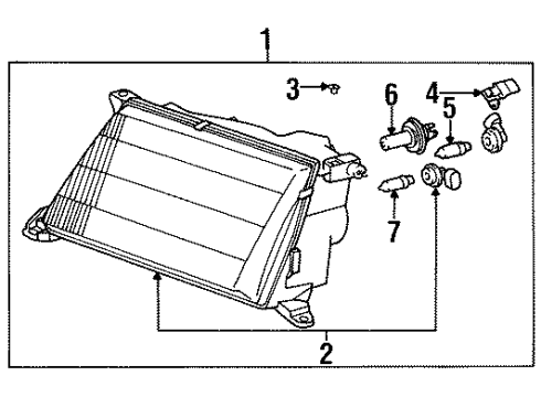 1995 Lexus LS400 Bulbs Headlamp Unit Assembly, Left Diagram for 81170-50100