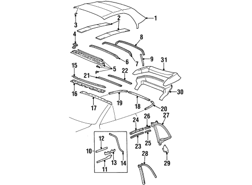 1997 Toyota Paseo Top Cover & Components Windshield Header Weatherstrip Diagram for 65944-0W020