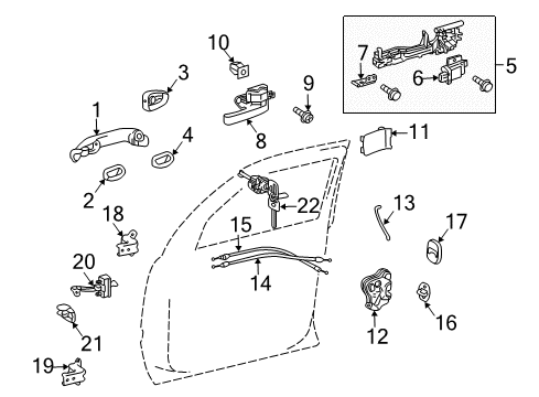 2011 Lexus LX570 Front Door Front Door Outside Handle Frame Sub-Assembly, Left Diagram for 69202-50050