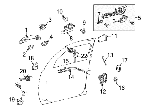 2011 Lexus LX570 Front Door Cover, Front Door Outside Handle, RH Diagram for 69217-60130