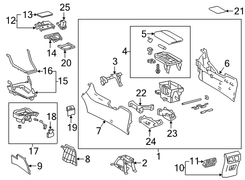 2021 Toyota RAV4 Prime Center Console Front Panel Diagram for 58817-0R030-C0