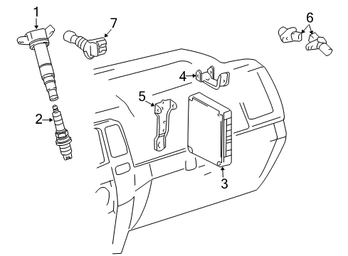 2011 Toyota FJ Cruiser Powertrain Control ECM Upper Bracket Diagram for 89667-35130