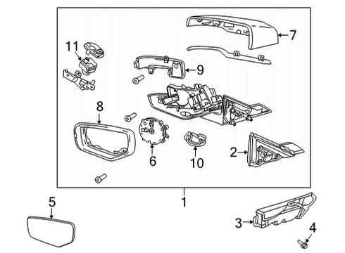 2020 Cadillac CT5 Parking Aid Mirror Glass Diagram for 84891544